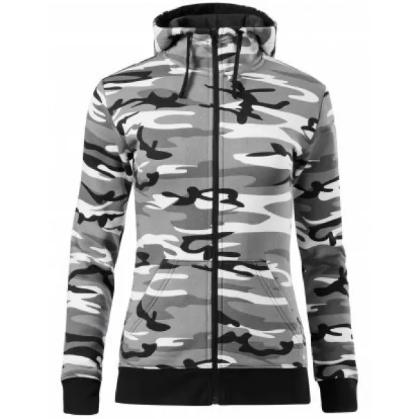  Ženski pulover MALFINI CAMO ZIPPER C20 KAMUFLAŽNO SIVA 