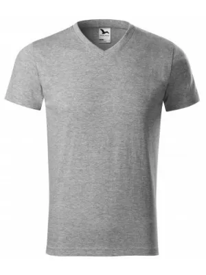 Moška majica s kratkimi rokavi MALFINI HEAVY V-NECK 111 TEMNO SIVI POUDARKI