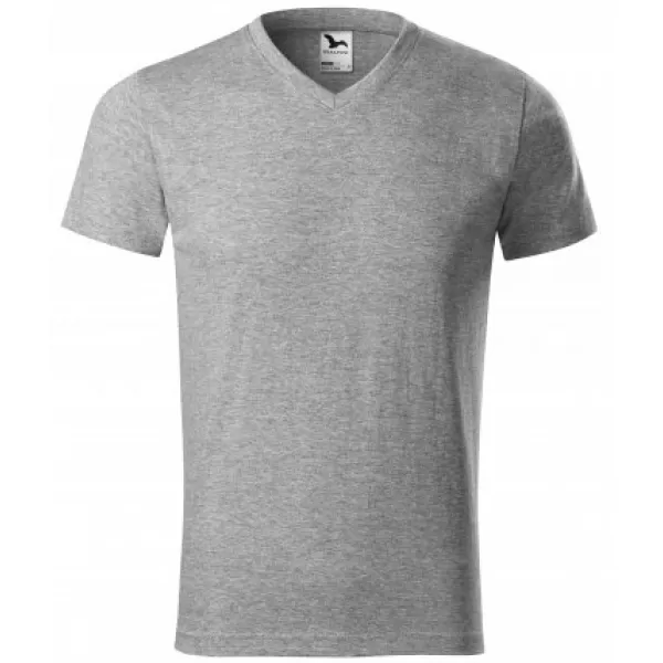  Moška majica s kratkimi rokavi MALFINI HEAVY V-NECK 111 TEMNO SIVI POUDARKI 