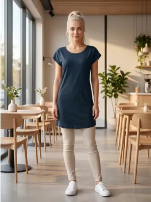 Ženska dolga majica s kratkimi rokavi MALFINI LOVE 123 MORNARSKO MODRA