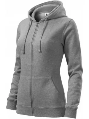 Ženski pulover MALFINI TRENDY ZIPPER 411 TEMNO SIVI POUDARKI