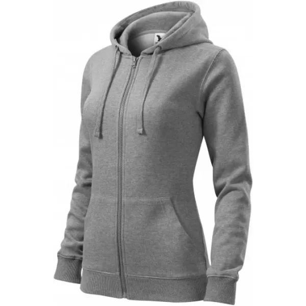  Ženski pulover MALFINI TRENDY ZIPPER 411 TEMNO SIVI POUDARKI 