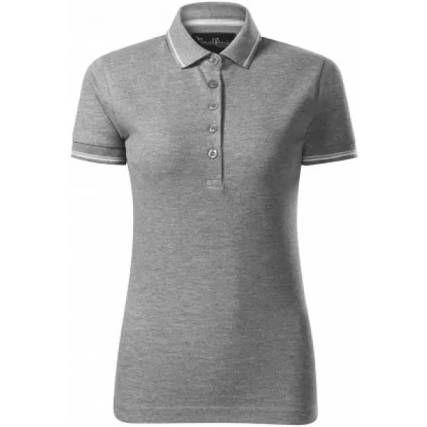  Ženska majica s kratkimi rokavi z ovratnikom MALFINI PREMIUM PERFECTION PLAIN 253 TEMNO SIVI POUDARKI 