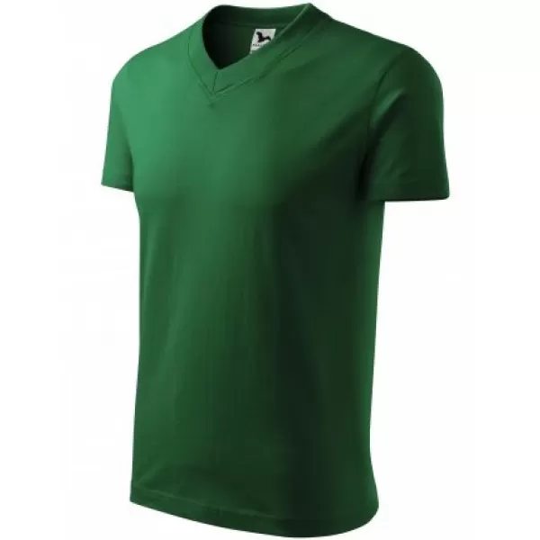  Moška majica s kratkimi rokavi MALFINI V-NECK 102 STEKLENICA ZELENA 