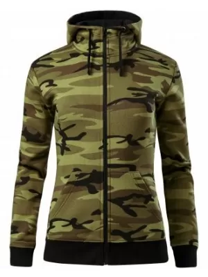 Ženski pulover MALFINI CAMO ZIPPER C20 KAMUFLAŽNO ZELENA