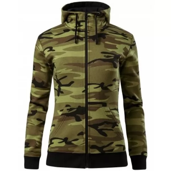  Ženski pulover MALFINI CAMO ZIPPER C20 KAMUFLAŽNO ZELENA 