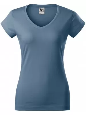 Ženska majica s kratkimi rokavi MALFINI FIT V-NECK 162 DENIM