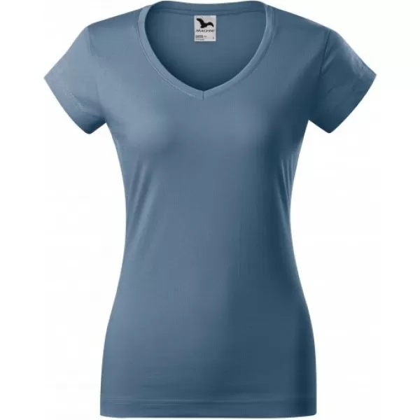  Ženska majica s kratkimi rokavi MALFINI FIT V-NECK 162 DENIM 