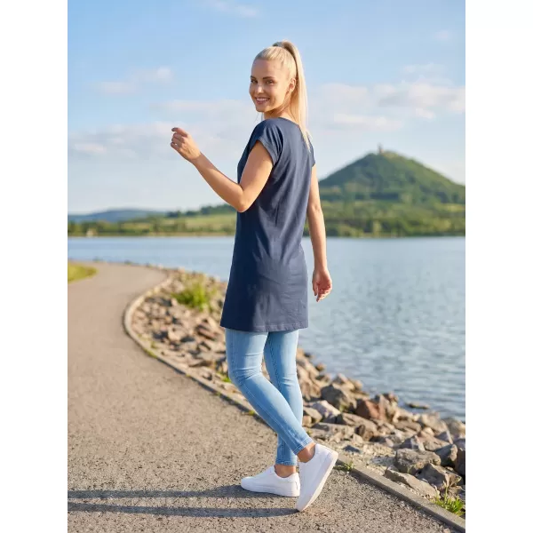  Ženska dolga majica s kratkimi rokavi MALFINI LOVE 123 MORNARSKO MODRA 