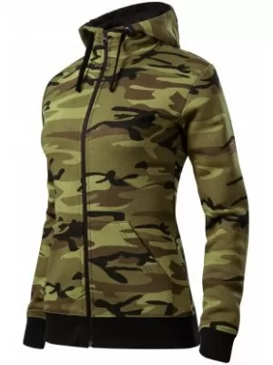 Ženski pulover MALFINI CAMO ZIPPER C20 KAMUFLAŽNO ZELENA