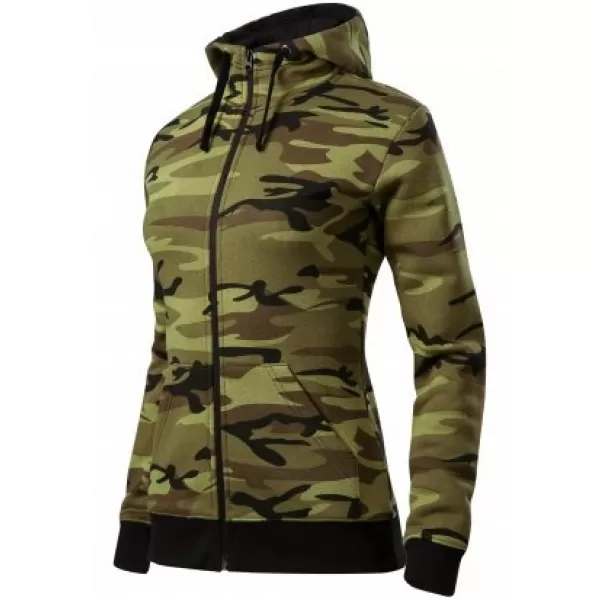  Ženski pulover MALFINI CAMO ZIPPER C20 KAMUFLAŽNO ZELENA 