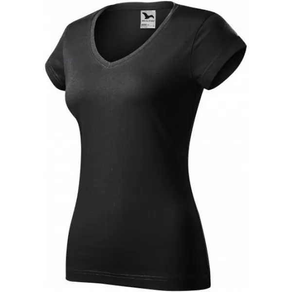  Ženska majica s kratkimi rokavi MALFINI FIT V-NECK 162 EBENOVINASTO SIVA 