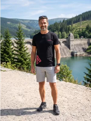 Moška majica s kratkimi rokavi ALTISPORT ALM013129 ČRNA IN RDEČA