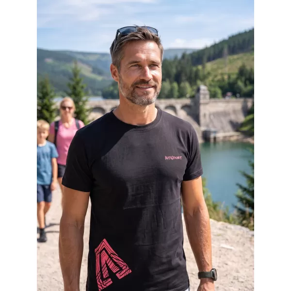  Moška majica s kratkimi rokavi ALTISPORT ALM013129 ČRNA IN RDEČA 