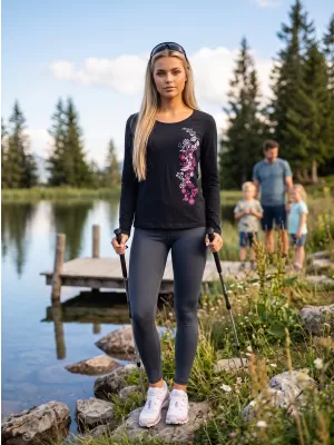 Dámské triko s dlouhým rukávem ALTISPORT CARRYOVER ALW029169 NÁMOŘNÍ MODRÁ/RŮŽOVÁ
