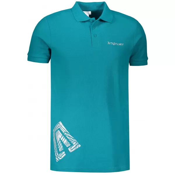  Moška majica s kratkimi rokavi z ovratnikom ALTISPORT ALM013203 TEMNO TURKIZNA 