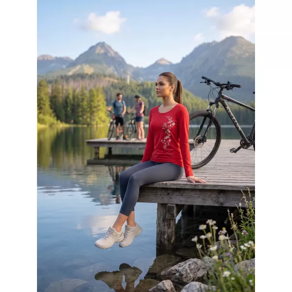  Dámské triko s dlouhým rukávem ALTISPORT CARRYOVER ALW029169 ČERVENÁ 