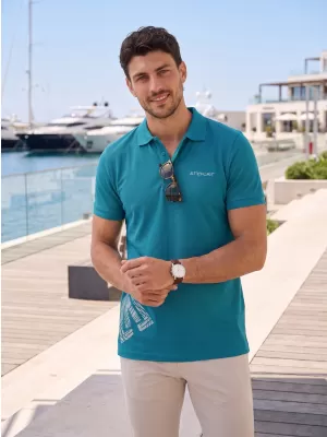 Moška majica s kratkimi rokavi z ovratnikom ALTISPORT ALM013203 TEMNO TURKIZNA
