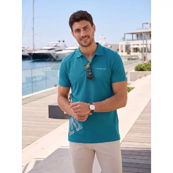  Moška majica s kratkimi rokavi z ovratnikom ALTISPORT ALM013203 TEMNO TURKIZNA 