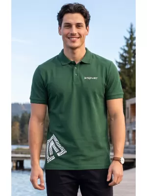 Moška majica s kratkimi rokavi z ovratnikom ALTISPORT ALM013203 STEKLENICA ZELENA