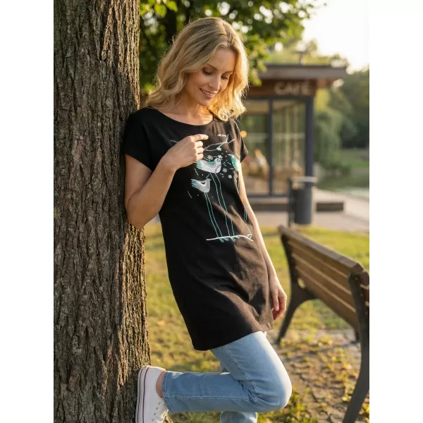  Dámské prodloužené triko ALTISPORT CARRYOVER ALW043123 ČERNÁ/TYRKYSOVÁ 