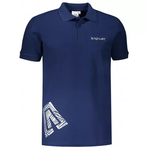  Moška majica s kratkimi rokavi z ovratnikom ALTISPORT ALM013203 POLNOČNO MODRA 