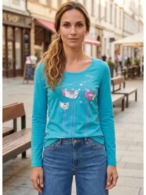 Dámské triko s dlouhým rukávem ALTISPORT CARRYOVER ALW043169 TYRKYSOVÁ