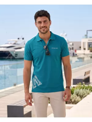 Moška majica s kratkimi rokavi z ovratnikom ALTISPORT ALM013203 TEMNO TURKIZNA