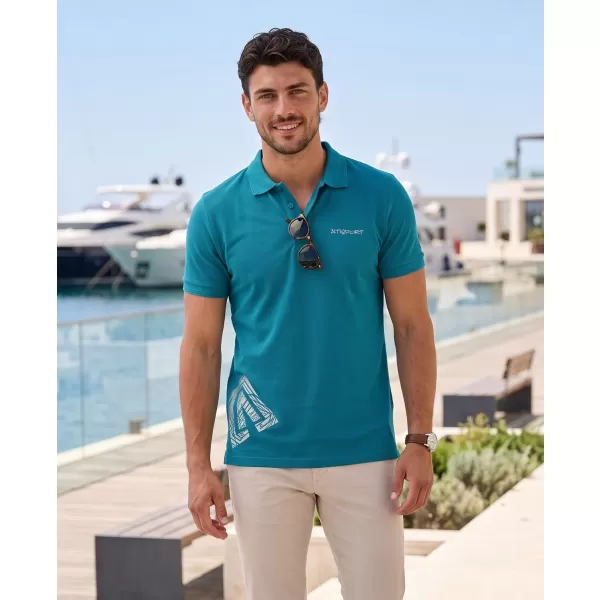  Moška majica s kratkimi rokavi z ovratnikom ALTISPORT ALM013203 TEMNO TURKIZNA 