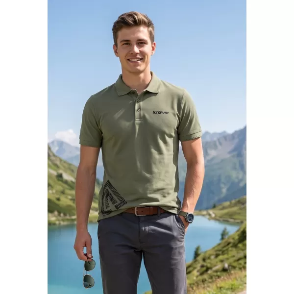  Moška majica s kratkimi rokavi z ovratnikom ALTISPORT ALM013203 KAKI 