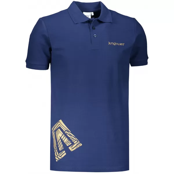  Moška majica s kratkimi rokavi z ovratnikom ALTISPORT ALM013203 POLNOČNO MODRA/ZLATA 