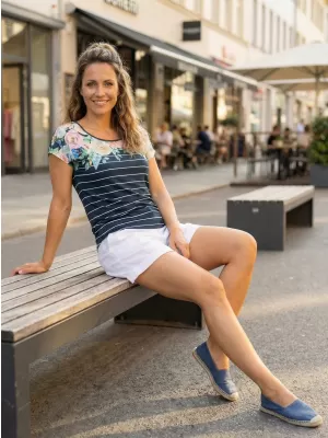 Ženska majica s kratkimi rokavi KIXMI LOREN TEMNO MODRA