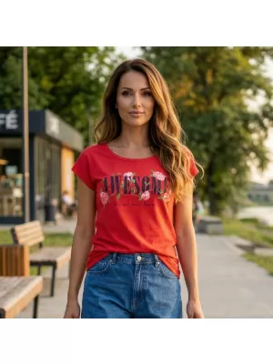 Ženska majica s kratkimi rokavi KIXMI LEA RDEČA