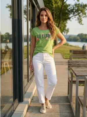 Ženska majica s kratkimi rokavi KIXMI LEA ZELENA
