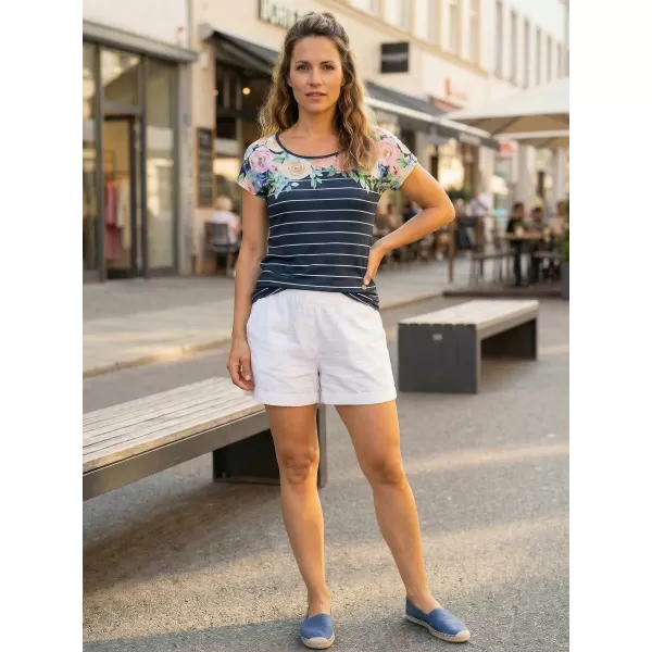  Ženska majica s kratkimi rokavi KIXMI LOREN TEMNO MODRA 