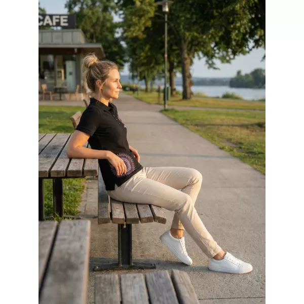  Ženska majica s kratkimi rokavi z ovratnikom ALTISPORT ALW024210 ČRNO ROZA 