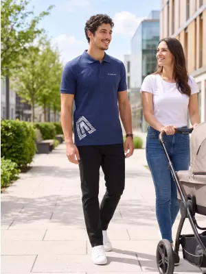 Moška majica s kratkimi rokavi z ovratnikom ALTISPORT ALM013203 POLNOČNO MODRA