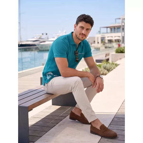  Moška majica s kratkimi rokavi z ovratnikom ALTISPORT ALM013203 TEMNO TURKIZNA 