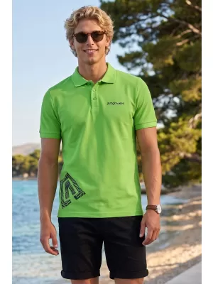 Moška majica s kratkimi rokavi z ovratnikom ALTISPORT ALM013203 JABOLČNO ZELENA