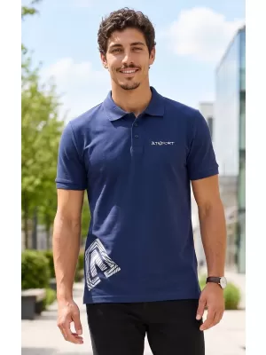 Moška majica s kratkimi rokavi z ovratnikom ALTISPORT ALM013203 POLNOČNO MODRA