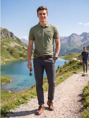 Moška majica s kratkimi rokavi z ovratnikom ALTISPORT ALM013203 KAKI