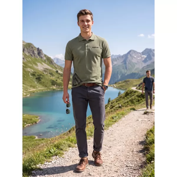  Moška majica s kratkimi rokavi z ovratnikom ALTISPORT ALM013203 KAKI 