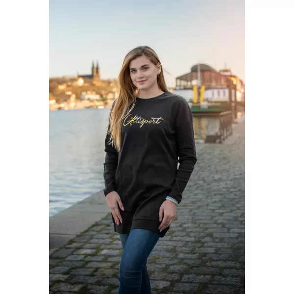 Ženski podaljšan pulover ALTISPORT CEINA LSWT307 ČRNA 
