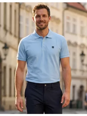 Pánské triko s límečkem ALTISPORT CARRYOVER ALM065203 NEBESKY MODRÁ