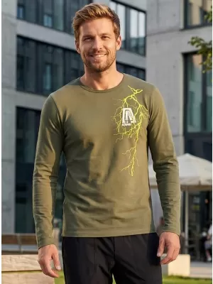 Pánské triko s dlouhým rukávem ALTISPORT CARRYOVER ALM027119 KHAKI