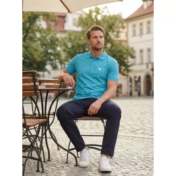 Pánské triko s límečkem ALTISPORT CARRYOVER ALM065203 TYRKYSOVÁ 