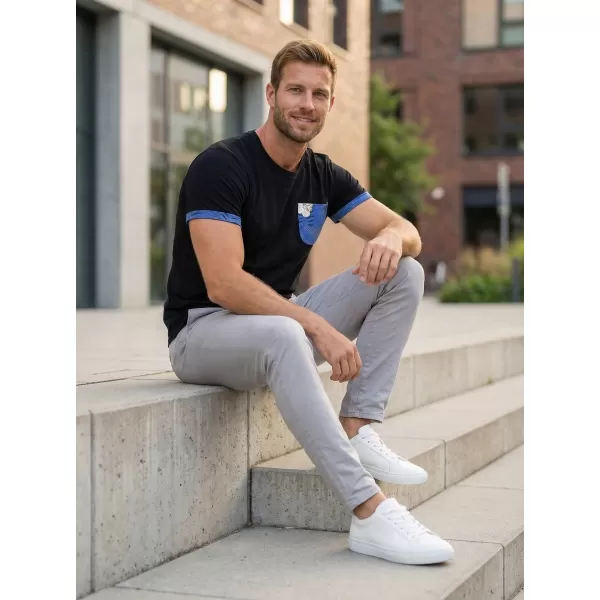  Moška majica s kratkimi rokavi KIXMI LARKIN ČRNA 