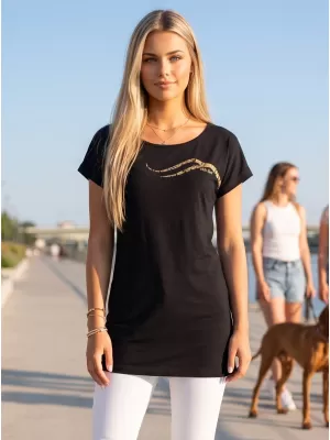 Dámské prodloužené triko ALTISPORT CARRYOVER ALW001123 ČERNOZLATÁ