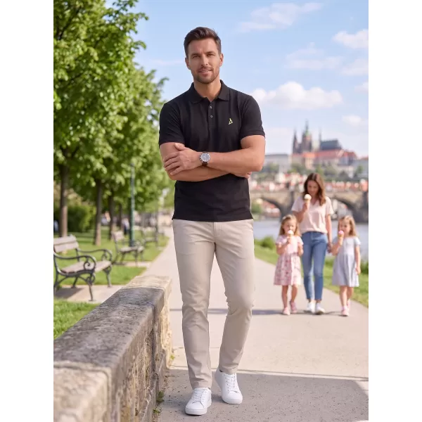  Moška premium majica z ovratnikom ALTISPORT ALM002203 ČRNA IN ZELENA 