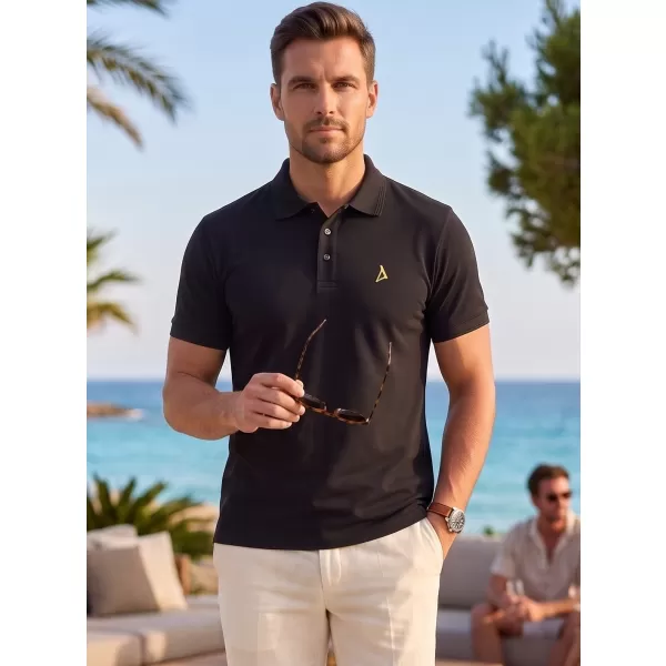 Moška premium majica z ovratnikom ALTISPORT ALM002203 ČRNA IN ZLATA 